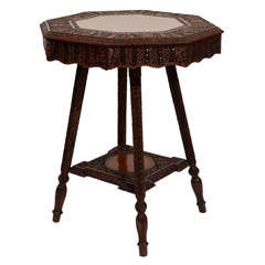 Well-Carved Burmese 2-Tier Octagonal Table, Late 19th Century