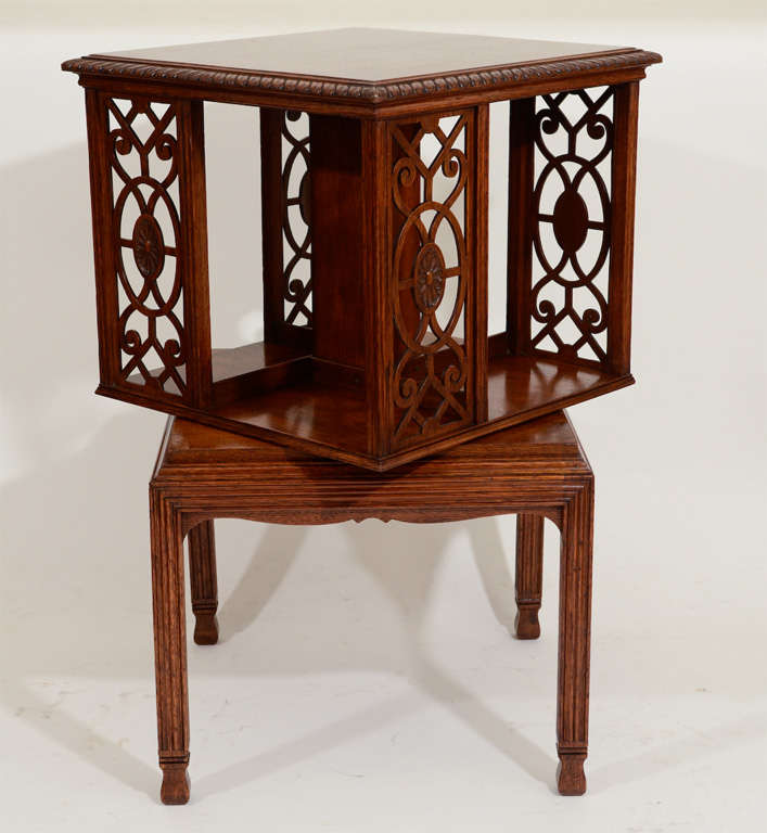 Carved Oak Revolving Book Stand/Table, England, c. 1900 at 1stDibs