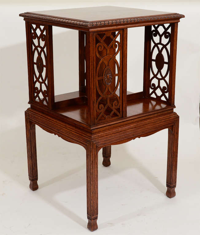 Carved Oak Revolving Book Stand/Table, England, c. 1900 at 1stDibs