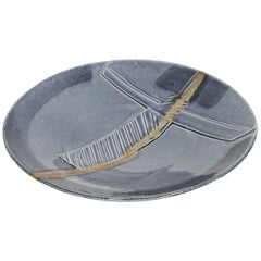 Handcraft Post Modernity Japanese Art Studio Large Blue Ceramic Charger (chargeur en céramique bleu)