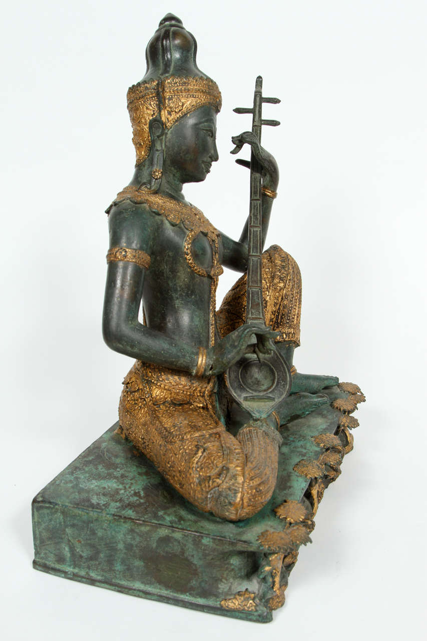 Bronze Statue of a Thai Prince Playing  Music 1