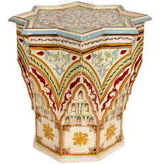 Vintage Moroccan Hand-Painted Side Table