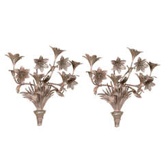 Antique Tole Decorative Flower Bouquets Sconces