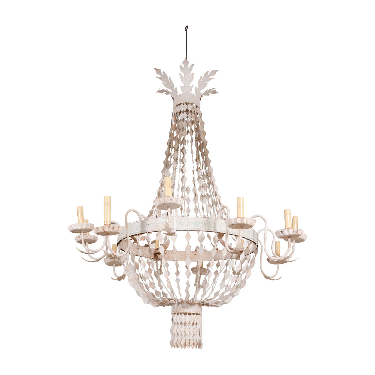 White Tole Chandelier For Sale