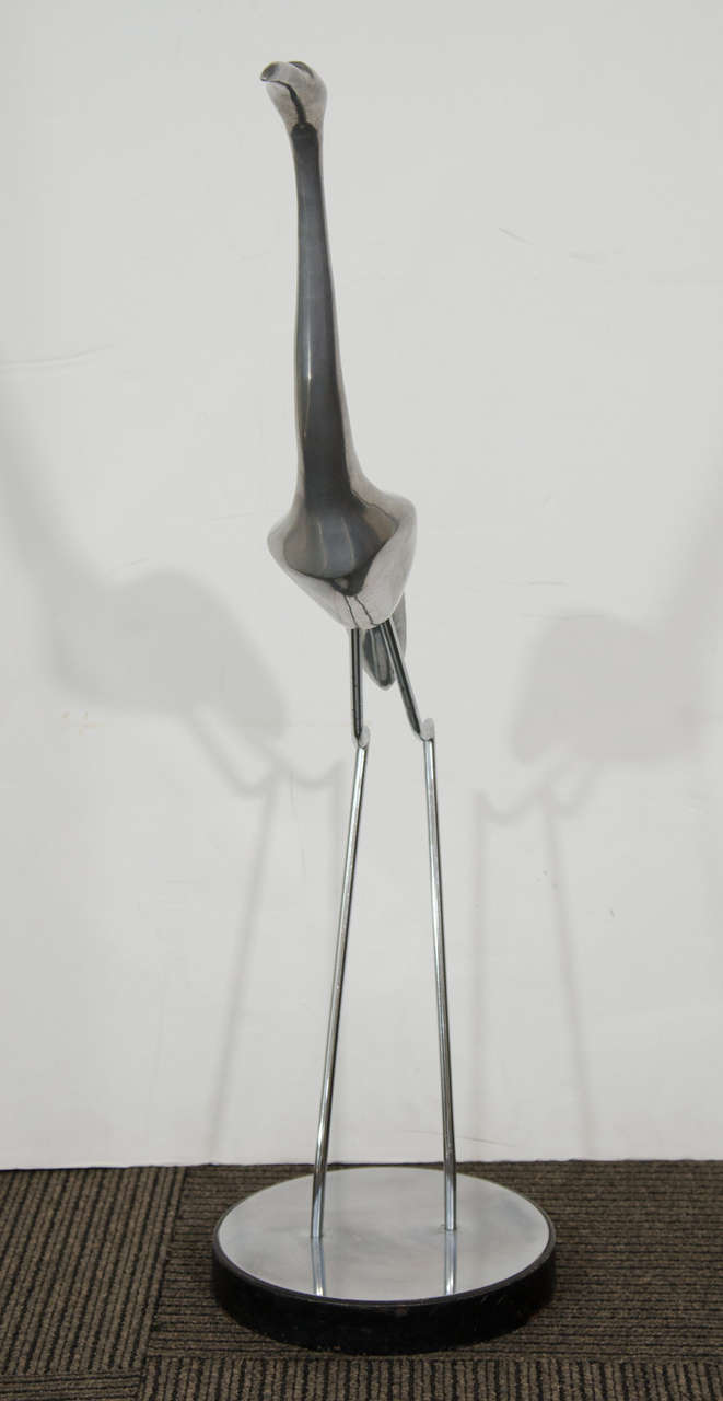 American Mid-Century Stainless Steel Crane Sculpture by Curtis Jere