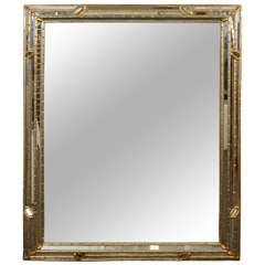 Midcentury Giltwood Faux Bamboo Framed Wall Mirror by LaBarge