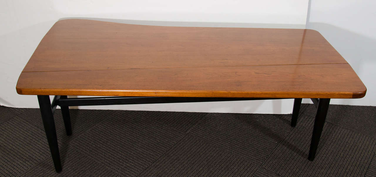 Late 20th Century Midcentury Asymmetrical Drop Leaf Wooden Coffee or Cocktail Table by Baker