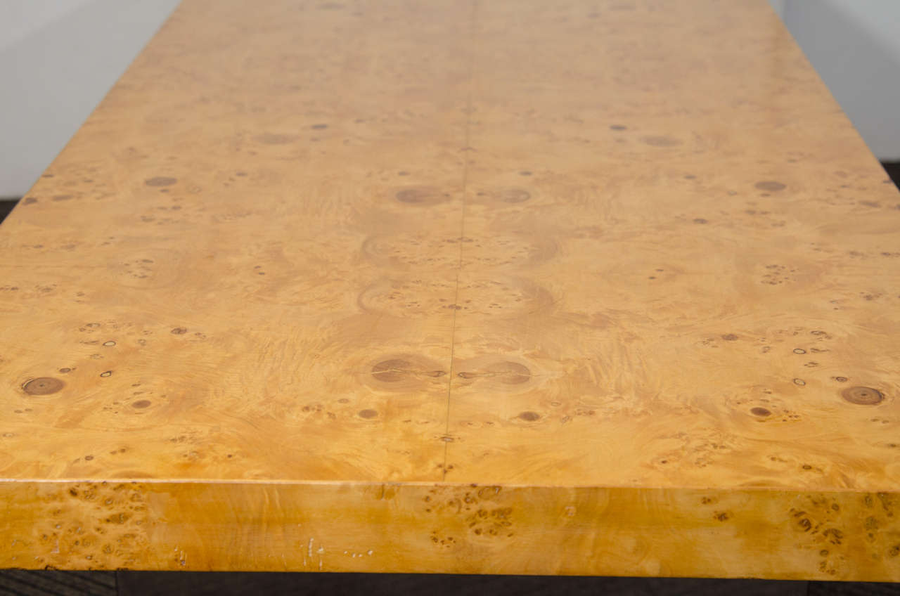 Late 20th Century Mid-Century Burl Wood & Chrome Coffee Table by Milo Baughman