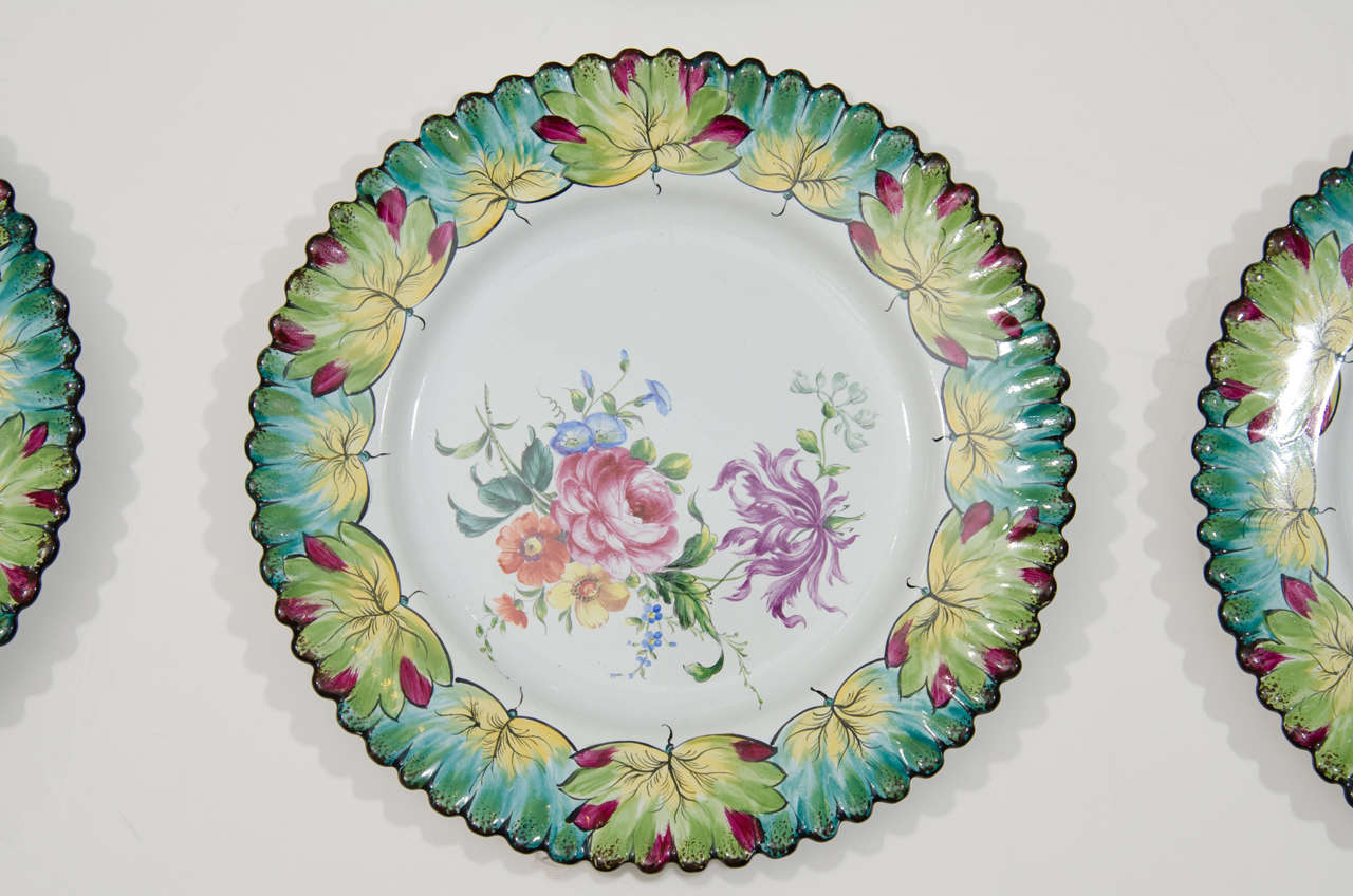 Vintage Set of Twelve Hand-Painted Tiffany & Co. Plates by Camille Le Tallec In Good Condition In New York, NY