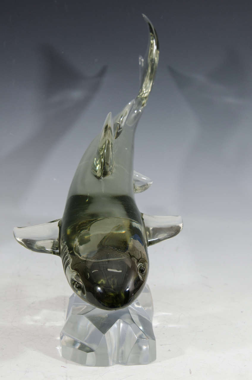 20th Century Mid-Century Italian Glass Shark Signed Pino Signoretto