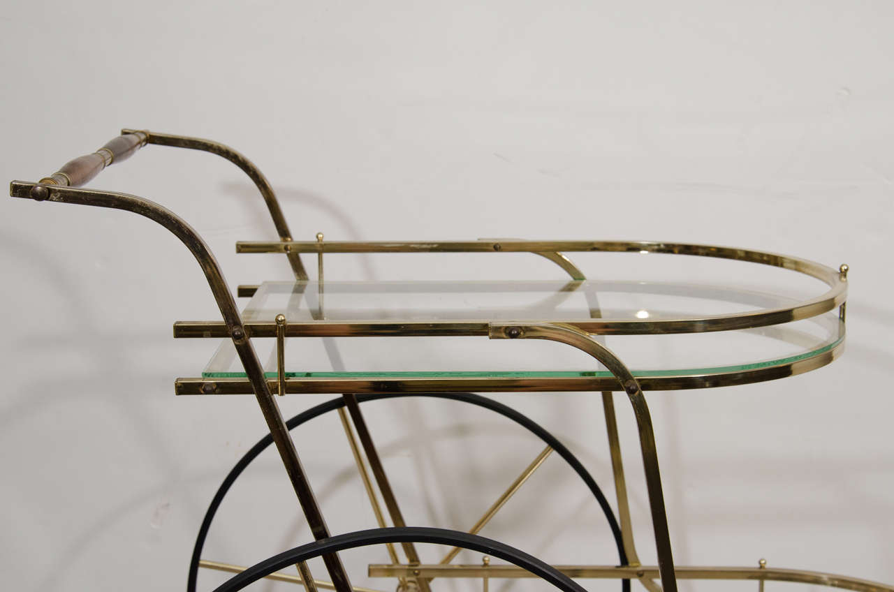 Mid-Century Modern Mid-Century Brass and Glass Bar Cart