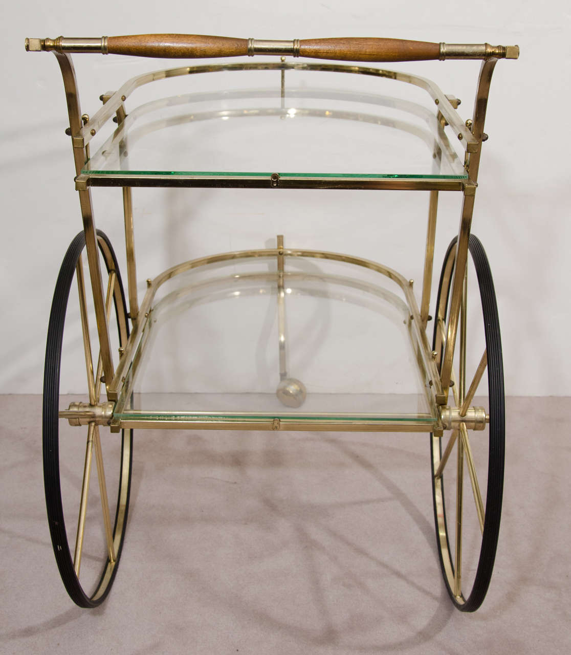 Mid-20th Century Mid-Century Brass and Glass Bar Cart
