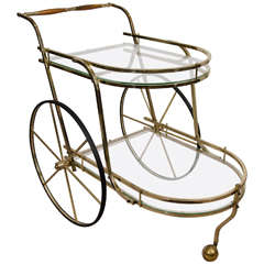 Mid-Century Brass and Glass Bar Cart