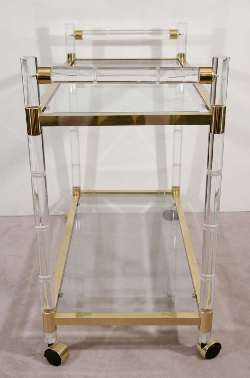 lucite and gold bar cart