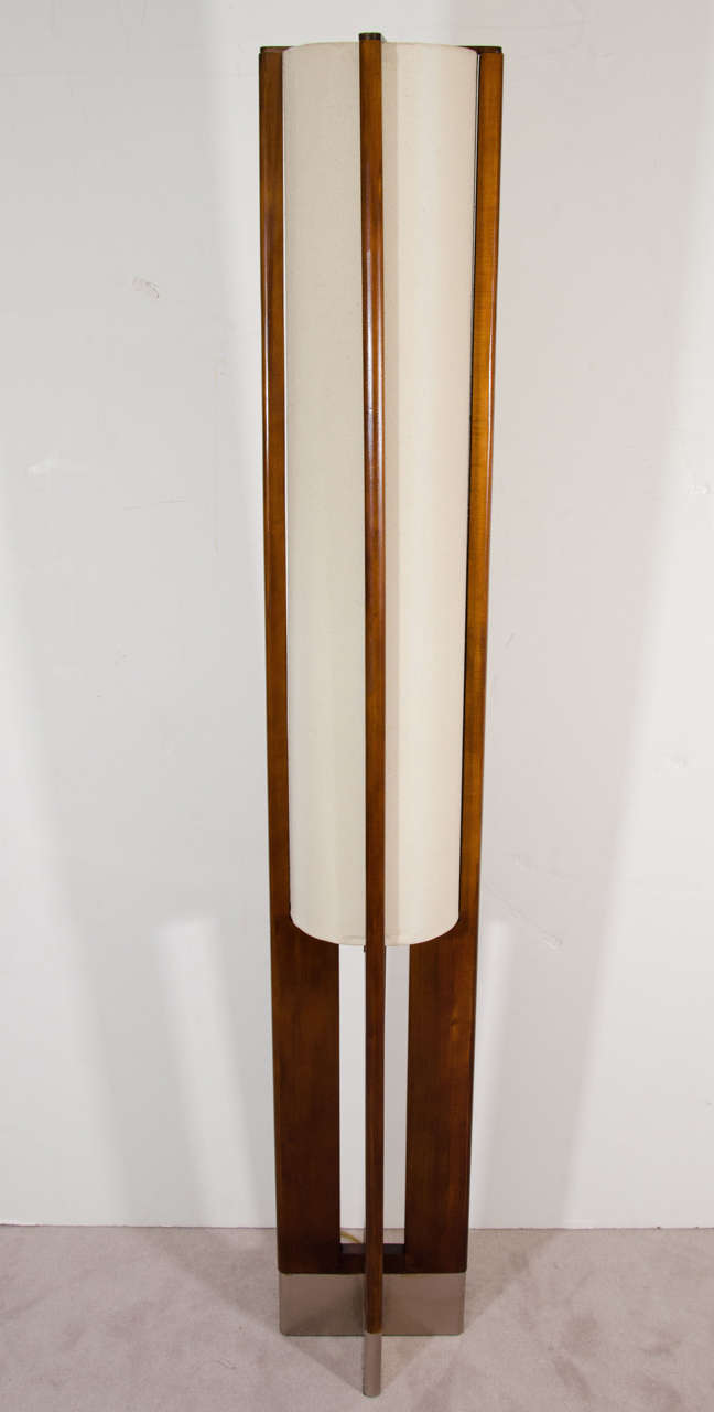 Danish Modern Pair of Tall Wooden Floor Lamps