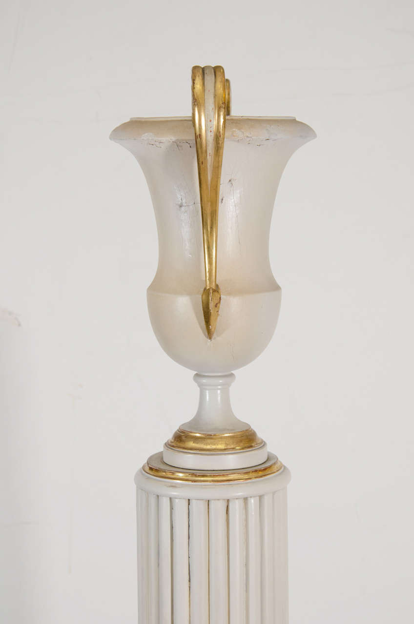 Enamel Art Deco Pair of Column Form Torchiere Lamps by Grosfeld House