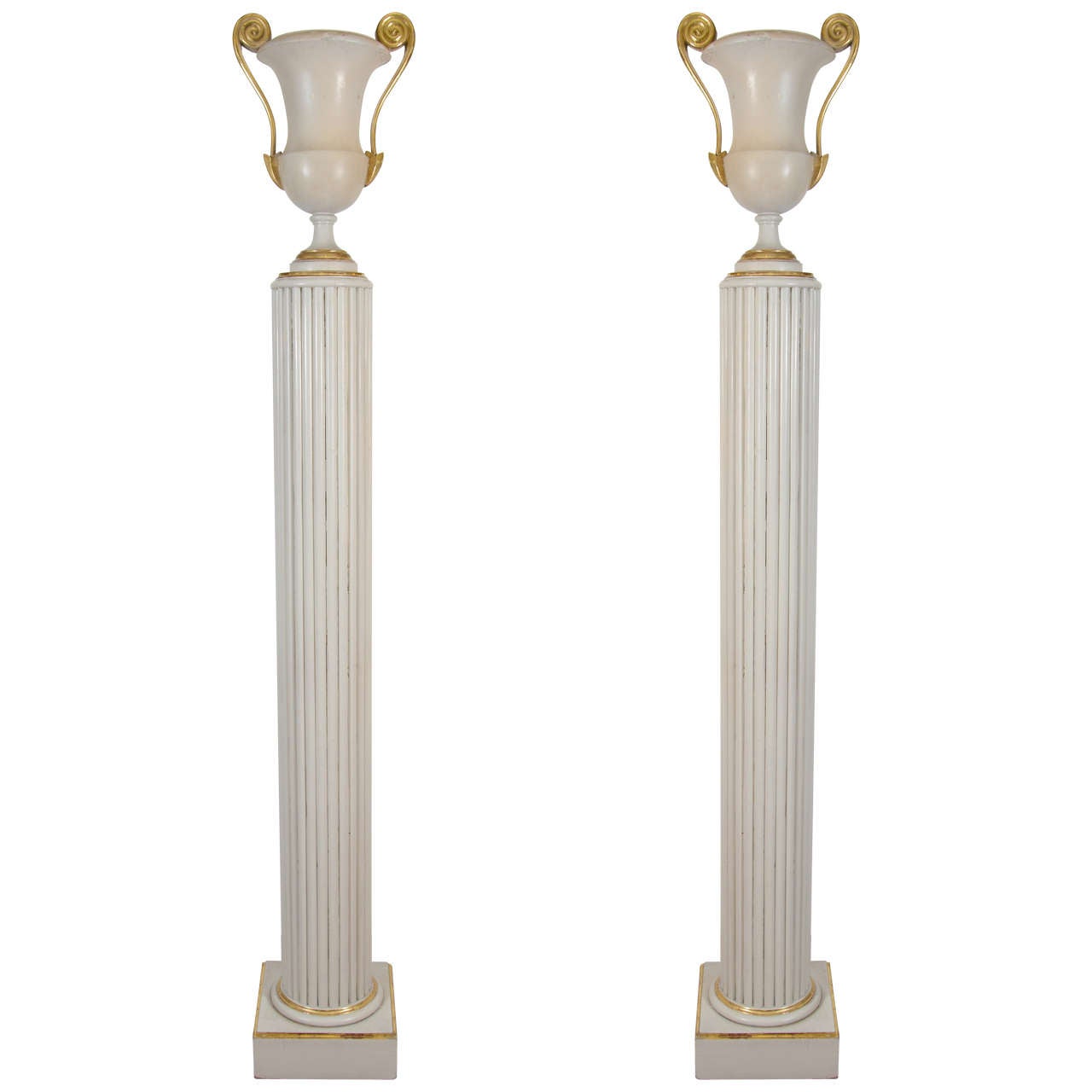 Art Deco Pair of Column Form Torchiere Lamps by Grosfeld House
