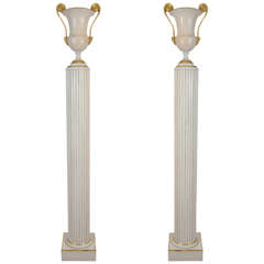 Art Deco Pair of Column Form Torchiere Lamps by Grosfeld House