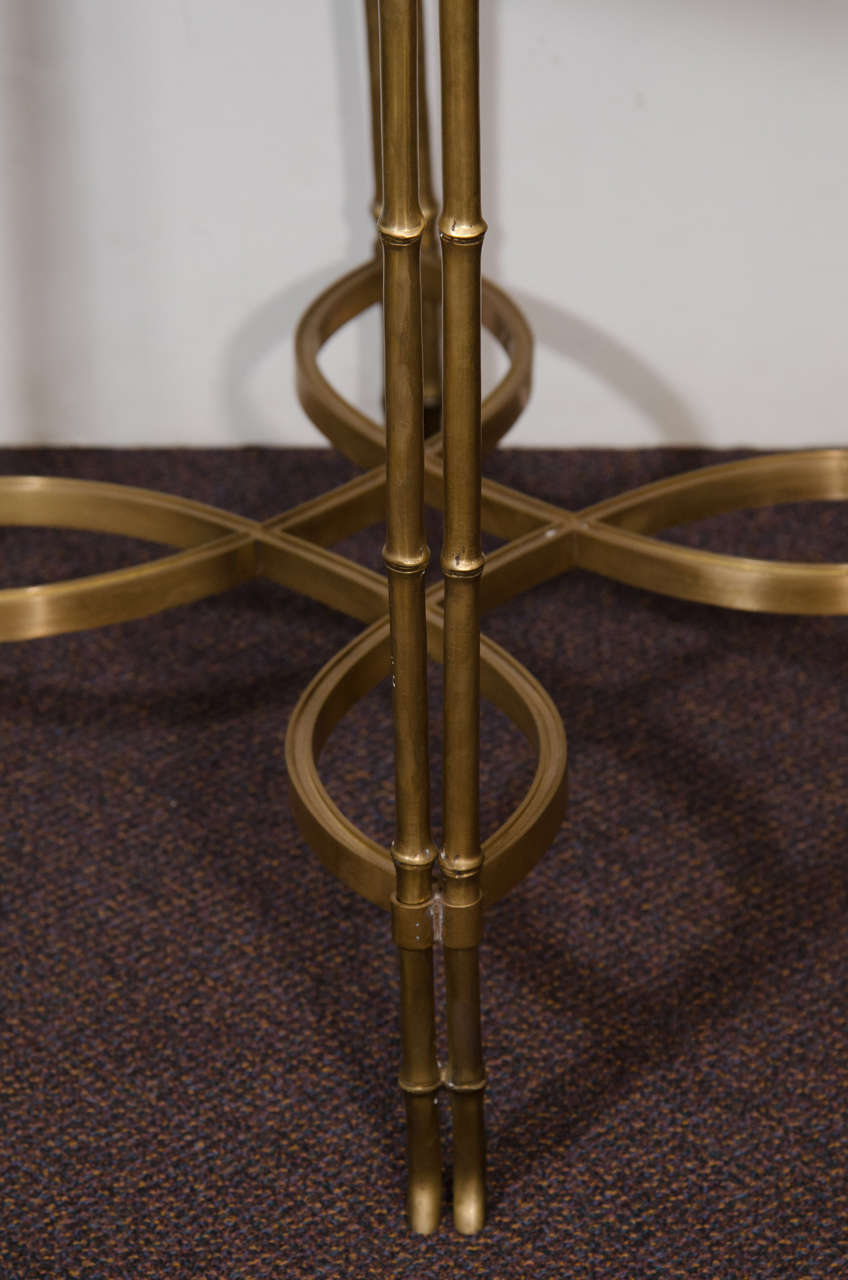Mid-Century Bronze Side Table With Circular Black Granite Top In Good Condition In Astoria, NY