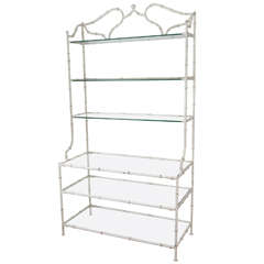  Elegant Hollywood Regency Enameled Faux Bamboo Etagere