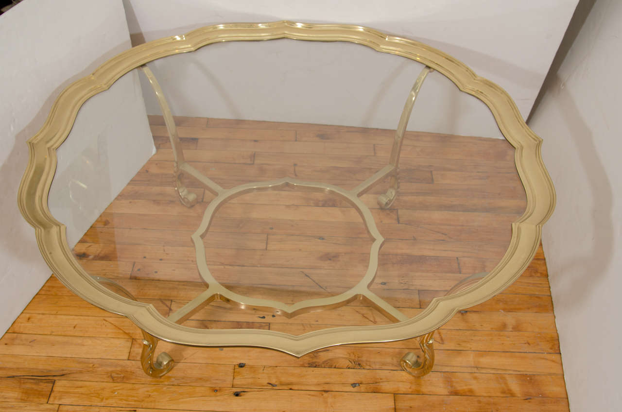 20th Century Mid-Century Italian Brass and Glass Cocktail Table