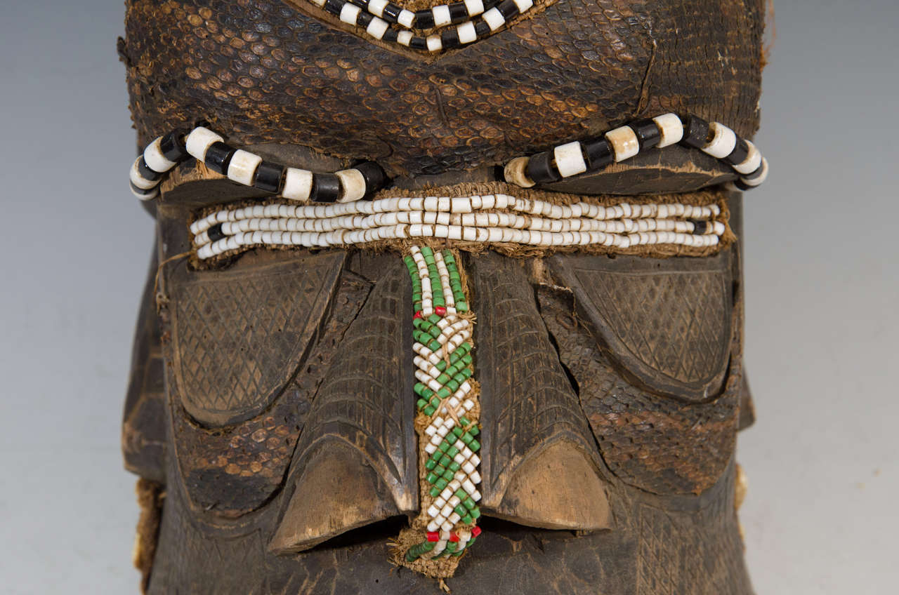 A Congo Tribal Decorative Helmet Mask Possibly By the Kuba In Good Condition In New York, NY
