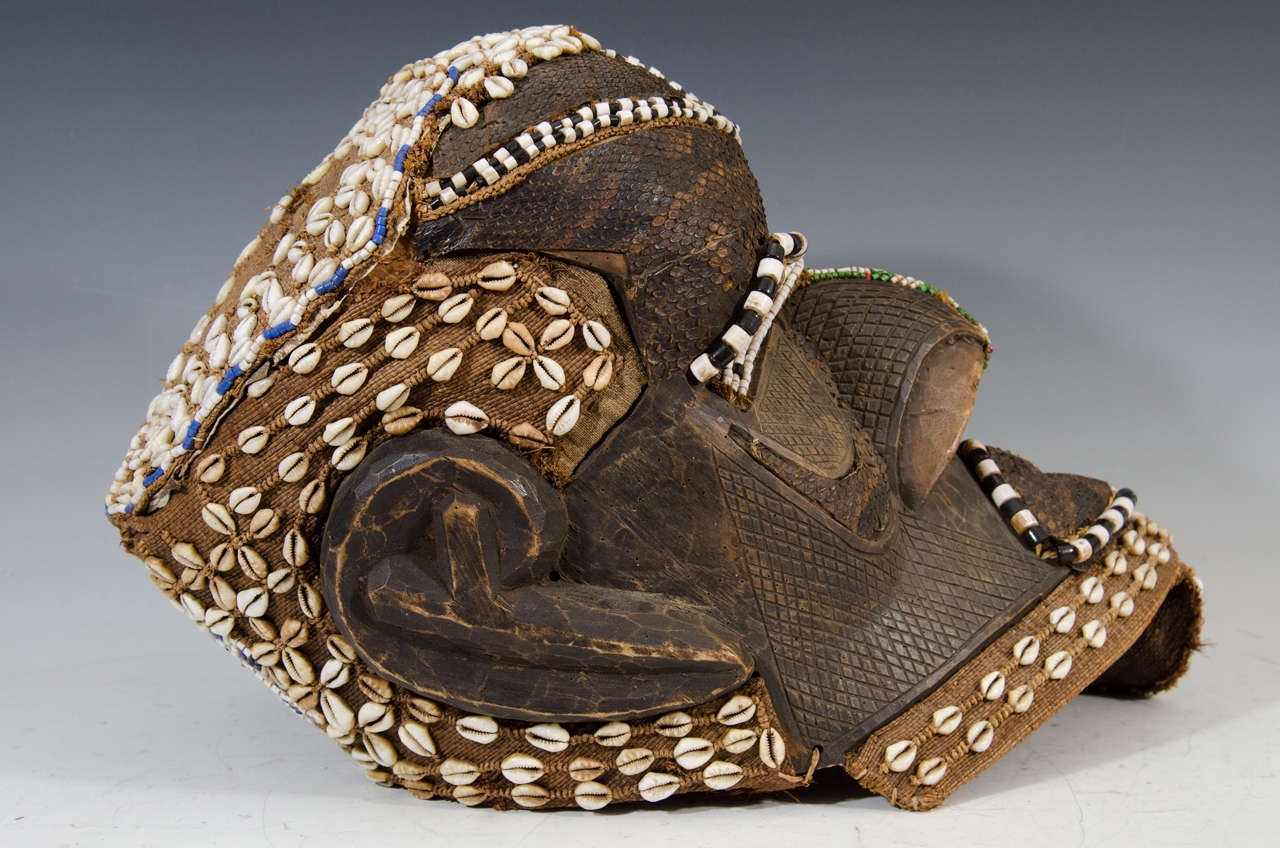 A Congo Tribal Decorative Helmet Mask Possibly By the Kuba 4