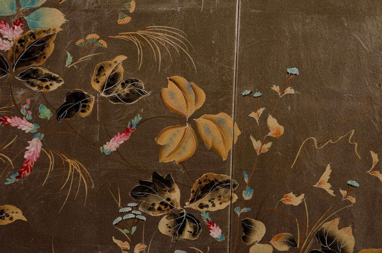 20th Century Japanese Two-Panel Screen with Flowers 3