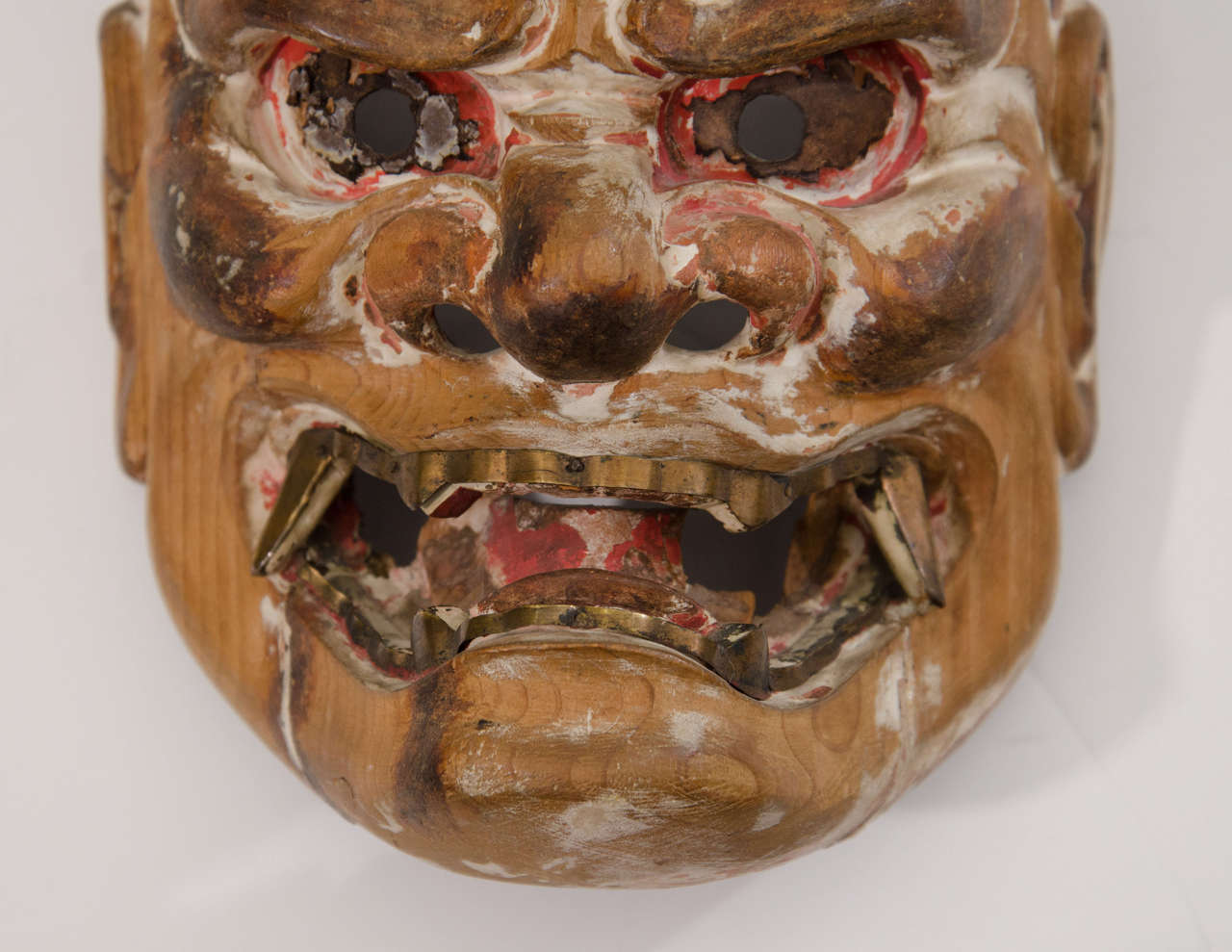 Edo Period Japanese Kyogen Mask of a Nio Guardian In Good Condition In New York, NY