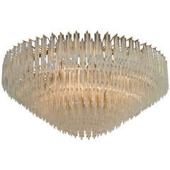 Midcentury Large Glass Venini Chandelier in a Cascading Circular Form