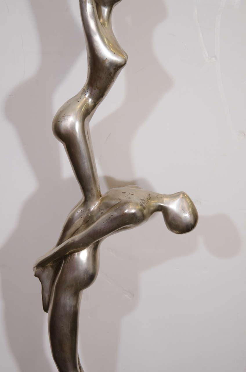 Mid-Century Silver Over Bronze Sculpture in the Style of Ernest Trova In Good Condition In New York, NY