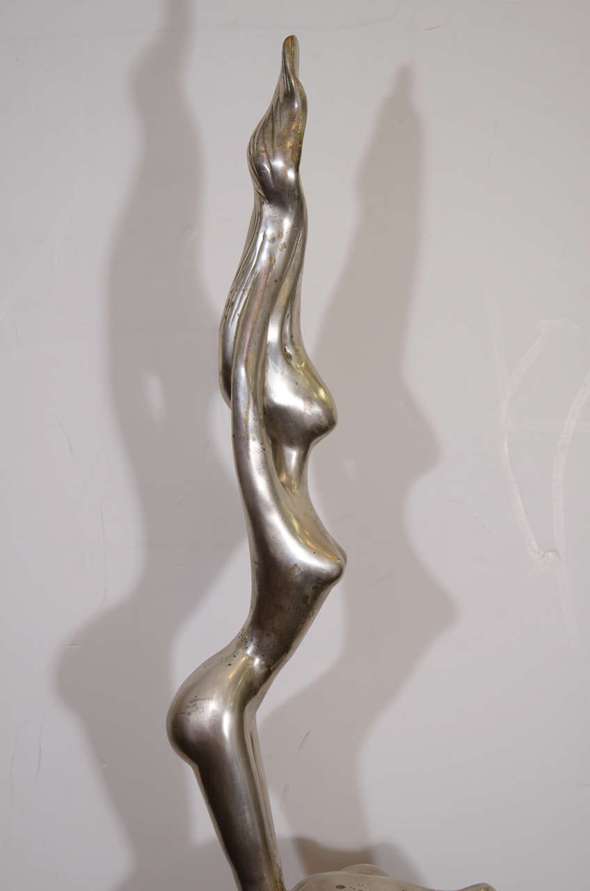 Late 20th Century Mid-Century Silver Over Bronze Sculpture in the Style of Ernest Trova