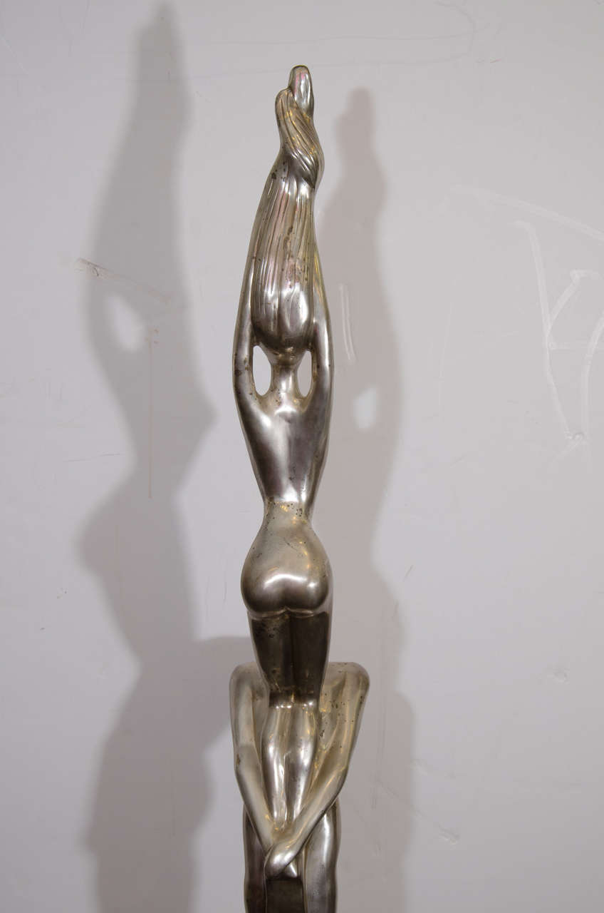 Mid-Century Silver Over Bronze Sculpture in the Style of Ernest Trova 1