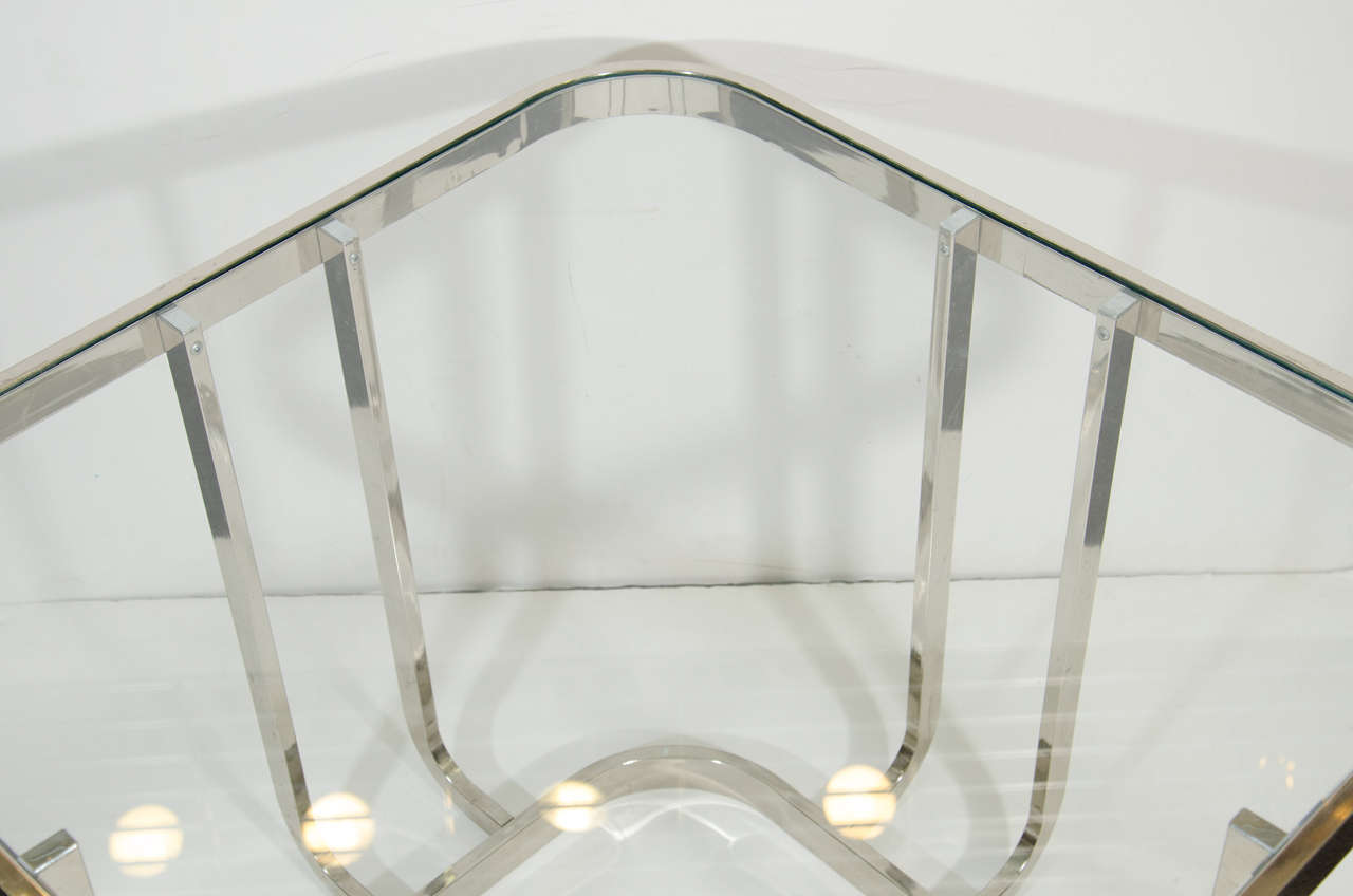 Late 20th Century Midcentury Pair of Glass and Chrome Side or End Tables