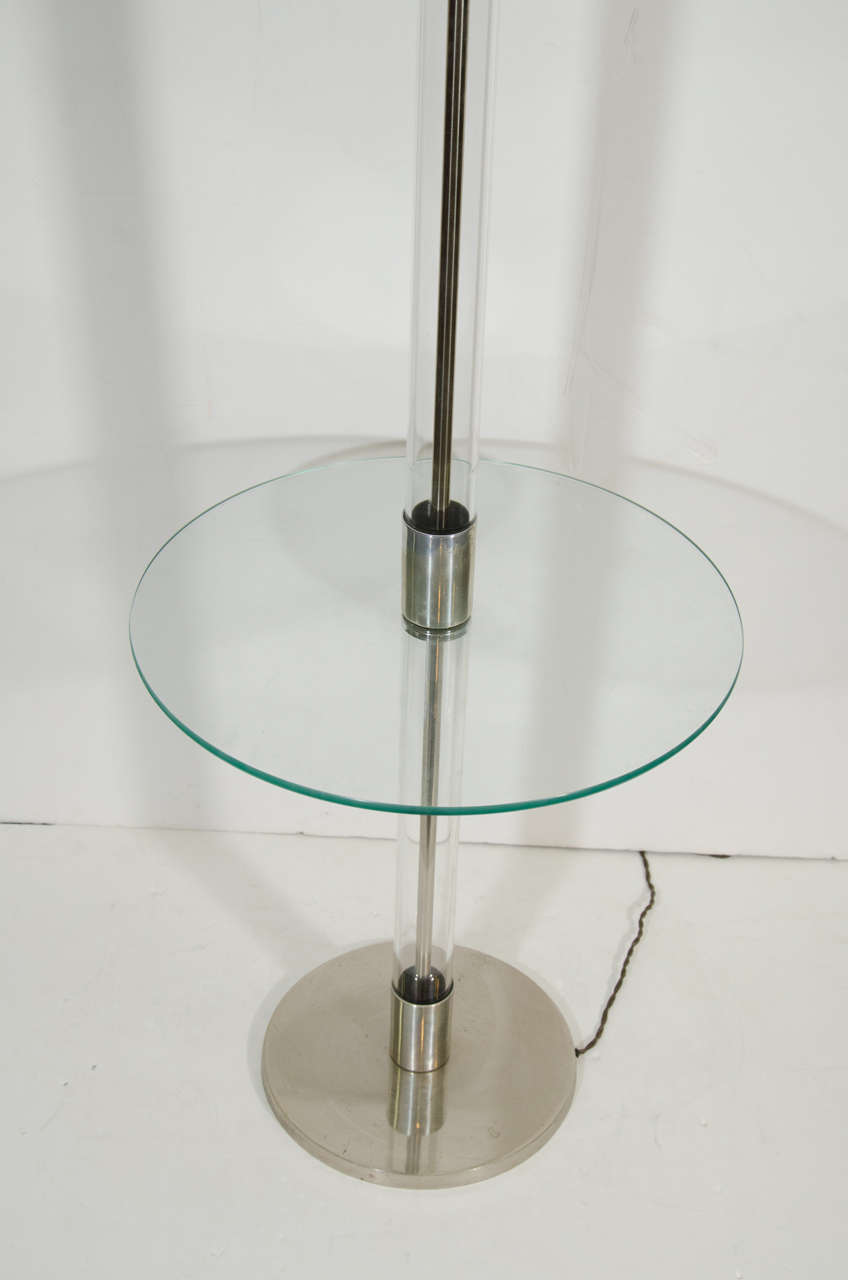 20th Century Midcentury Lucite and Chrome Floor Lamp Table