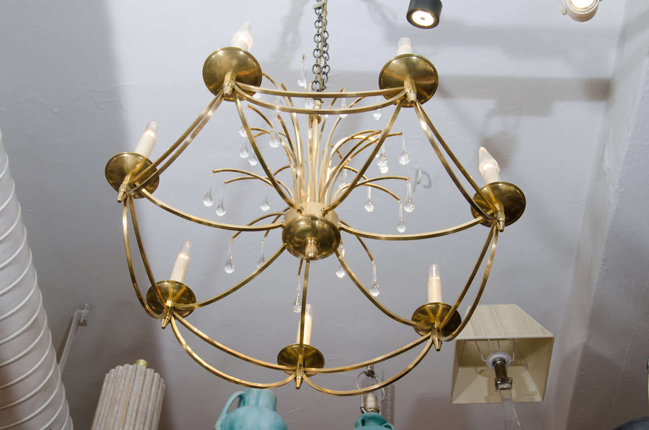 Midcentury Polished Bronze Swedish "Waterfall" Chandelier For Sale at