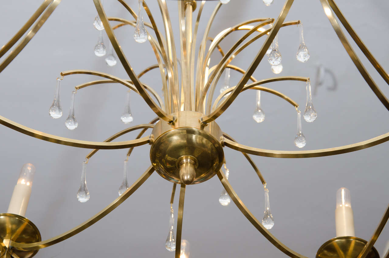 Midcentury Polished Bronze Swedish "Waterfall" Chandelier For Sale at