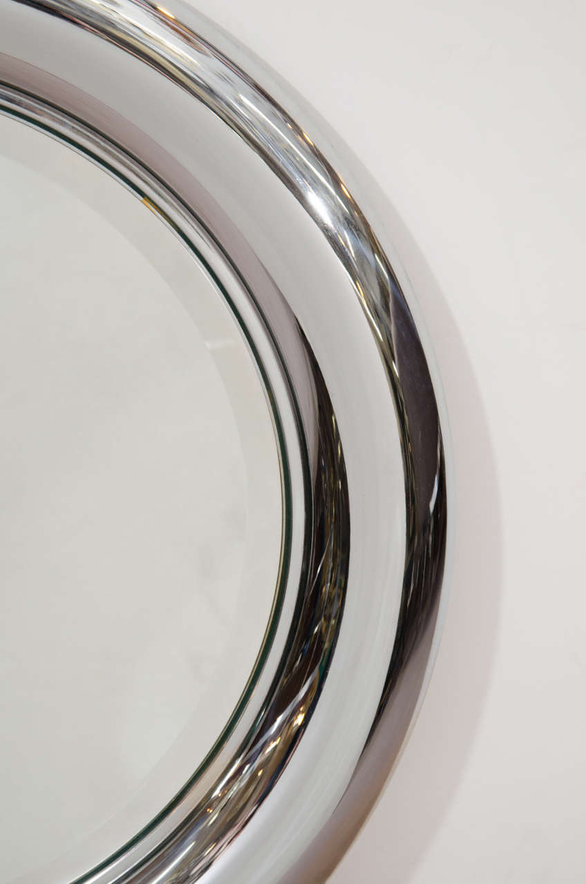 MidCentury Italian Chrome Framed Wall Mirror by Regianni at 1stDibs