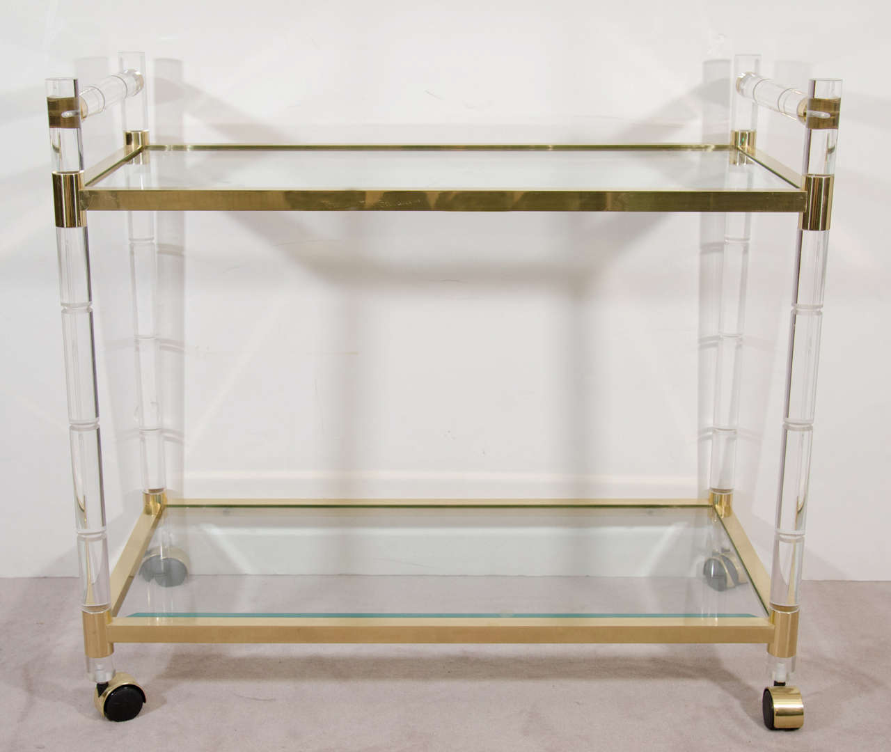Midcentury Brass and Lucite Bar Cart by Charles Hollis Jones at 1stDibs