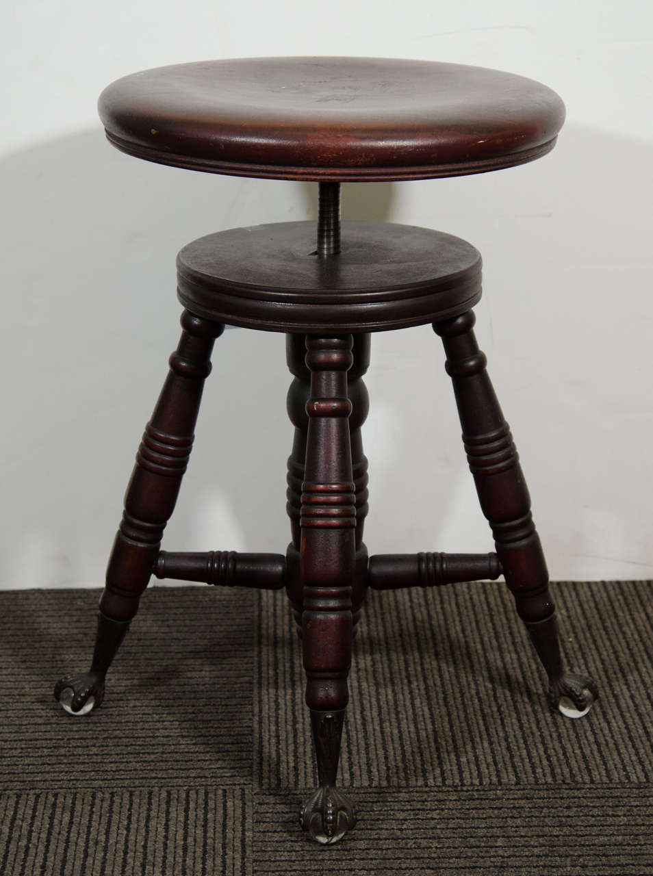 Antique Mahogany Turned Wood Adjustable Piano Stool at 1stDibs wooden