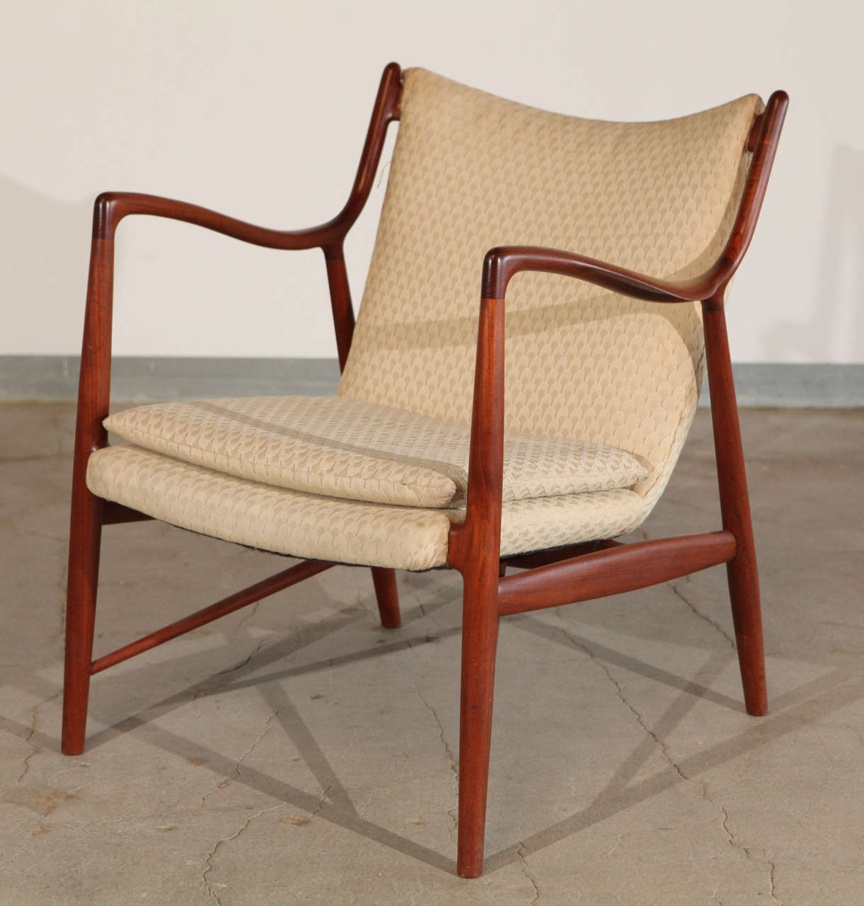 Fabric Pair of NV 45 Armchairs by Finn Juhl