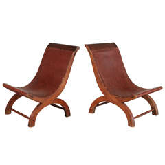 Pair of William Spratling Leather Chairs