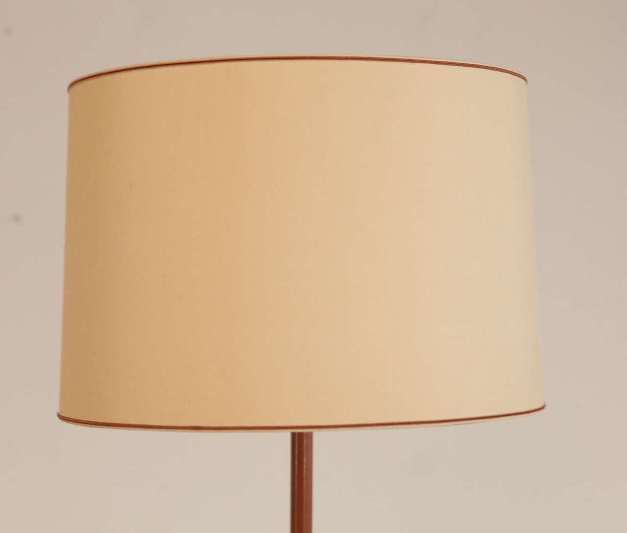 French Jacques Adnet Leather Bound Floor Lamp For Sale