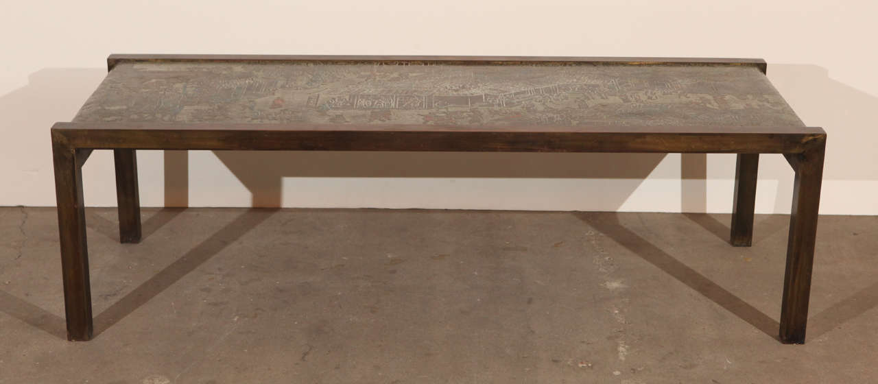 Philip and Kelvin Laverne bronze low coffee table, from the 