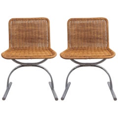 Pair of Cane and Chrome Side Chairs