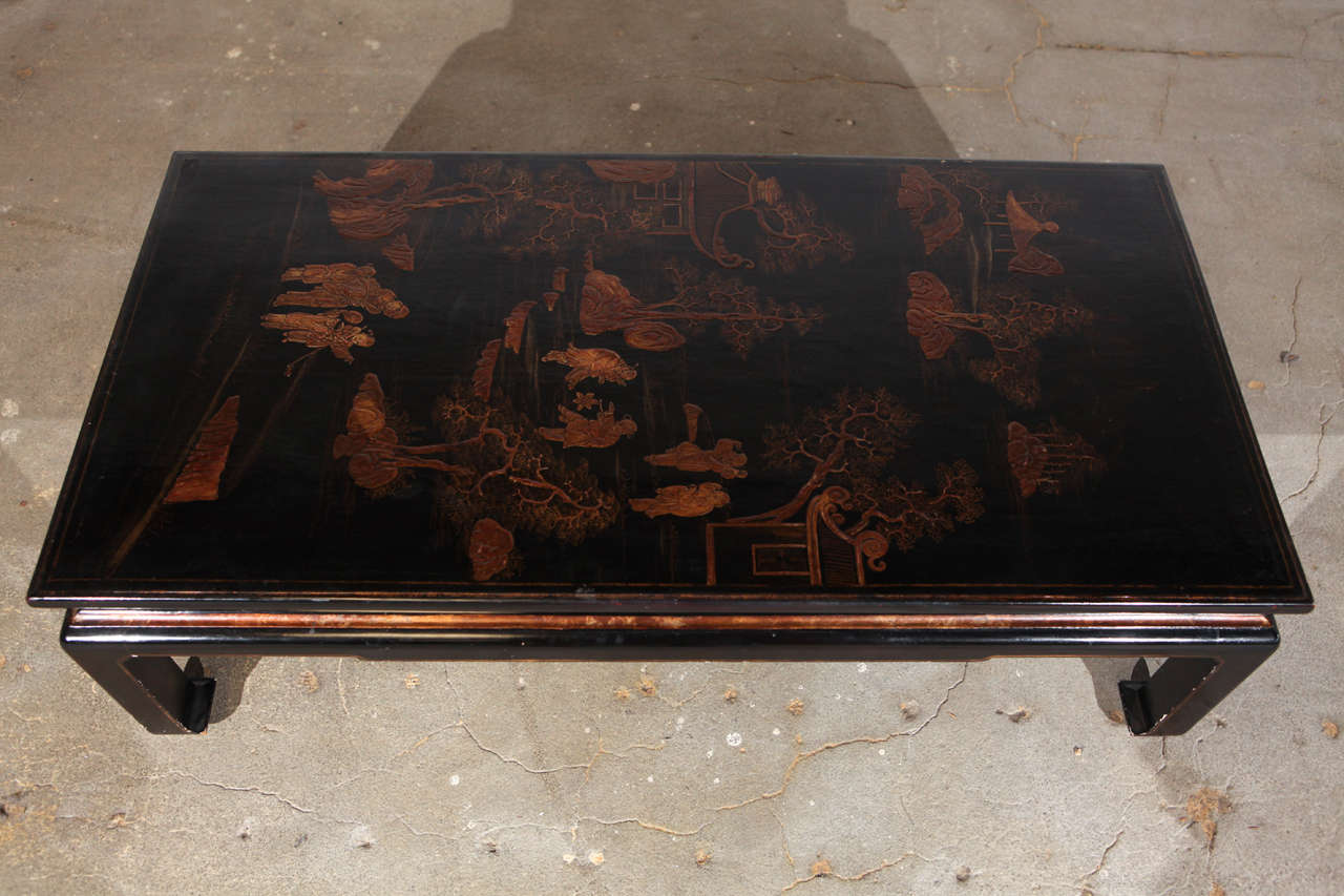Chinese Chinoiserie Figural Coffee Table In Good Condition In Los Angeles, CA