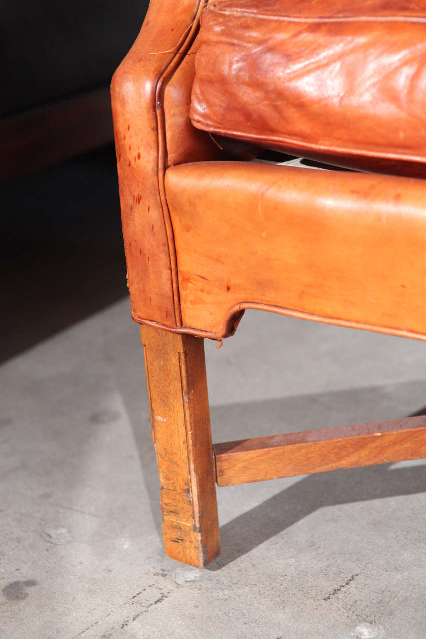 Danish Kaare Klint Three-Seat Leather Sofa