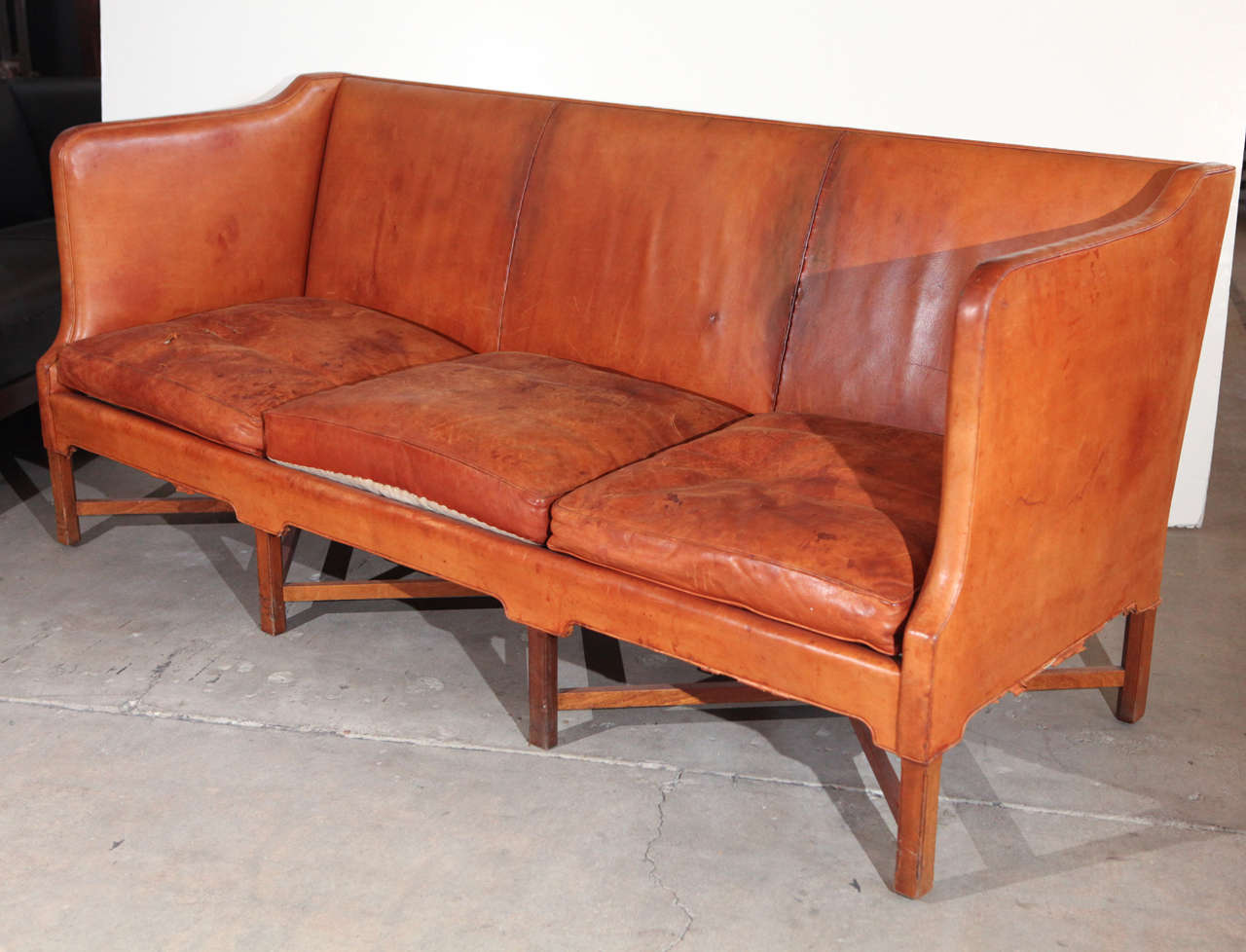 Kaare Klint Three-Seat Leather Sofa 1