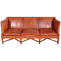 Vintage Kaare Klint Three-Seat Leather Sofa