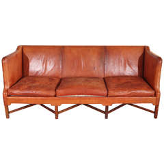 Kaare Klint Three-Seat Leather Sofa 3